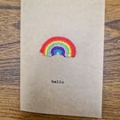Hello - Rainbow - Just Because - Handmade Crochet Card