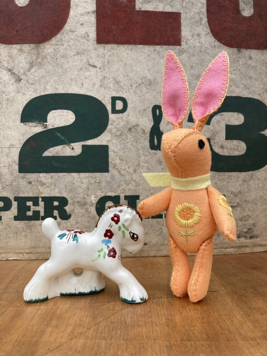 Pastel Orange Bunny The Little Hand Embroidered Felt Rabbit  
