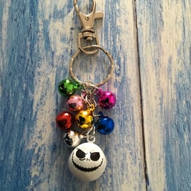 Jack Skeleton Anti Theft Jingling Bell Keyring Bag Charm Halloween