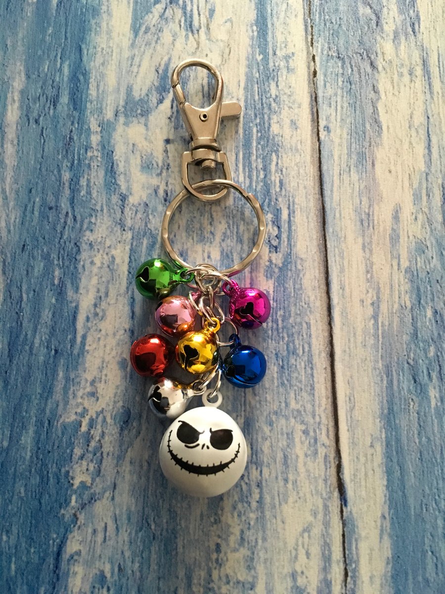 Jack Skeleton Anti Theft Jingling Bell Keyring Bag Charm Halloween