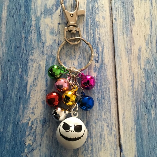 Jack Skeleton Anti Theft Jingling Bell Keyring Bag Charm Halloween