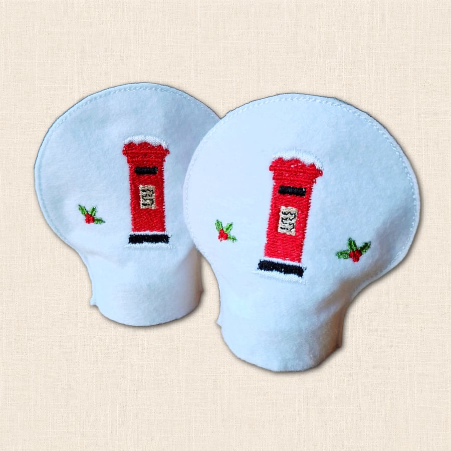 Christmas Post Box Tealight Covers - Embroidered Festive Home Decor