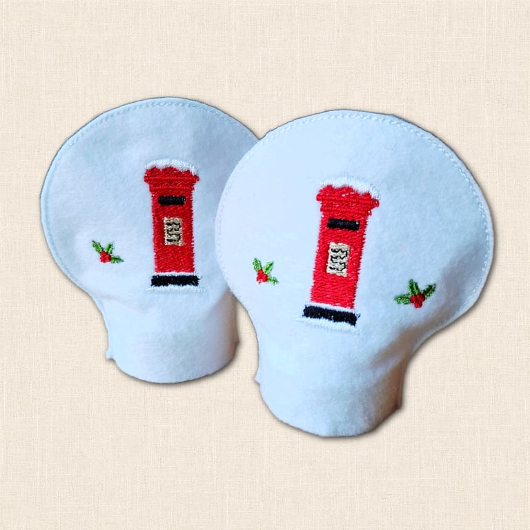 Christmas Post Box Tealight Covers - Embroidered Festive Home Decor