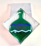 Translucent Teal Blue & Dichroic Patterned  Bauble Glass Decoration - Image 2