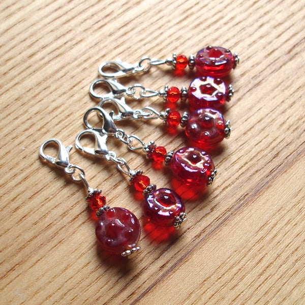Cute Red Sparkle Crochet Stitch Markers