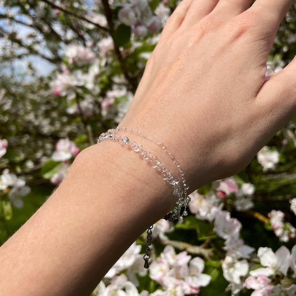 Dainty Rain Inspired Bracelet Invisible Raindrop Jewellery, Wet Look Style