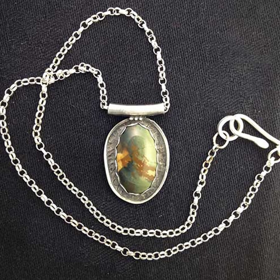 Morrisonite Jasper and silver pendant