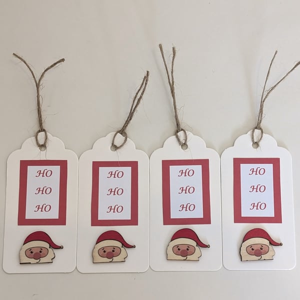 Christmas gift tags ho ho ho Santa pack of 4