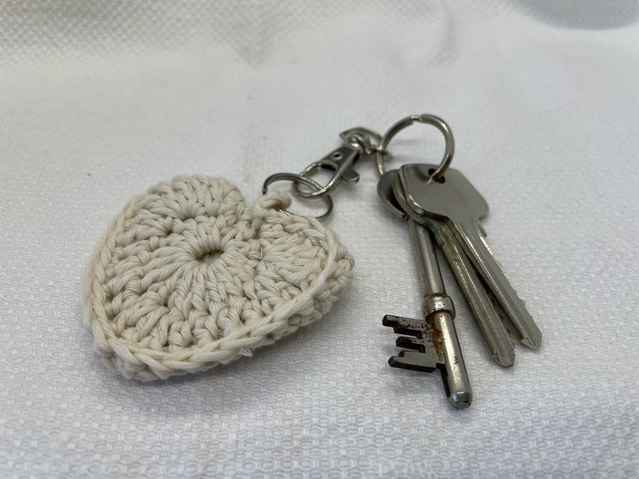 Crochet heart key ring