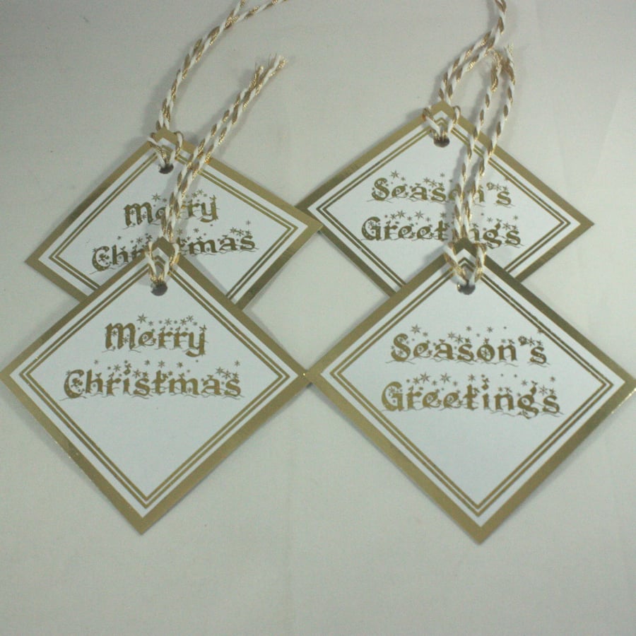 Handmade gold foiled Christmas gift tags - pack of 4 