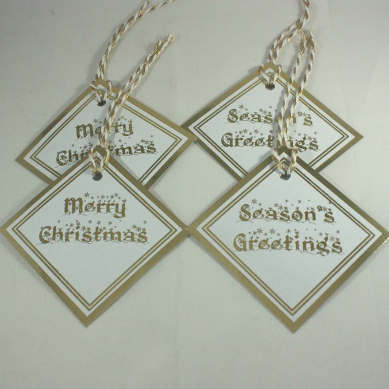Handmade gold foiled Christmas gift tags - pack of 4 