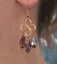 Copper Rose Gold Chandelier Earrings, Faceted Suncatcher Glass Beads - Image 2