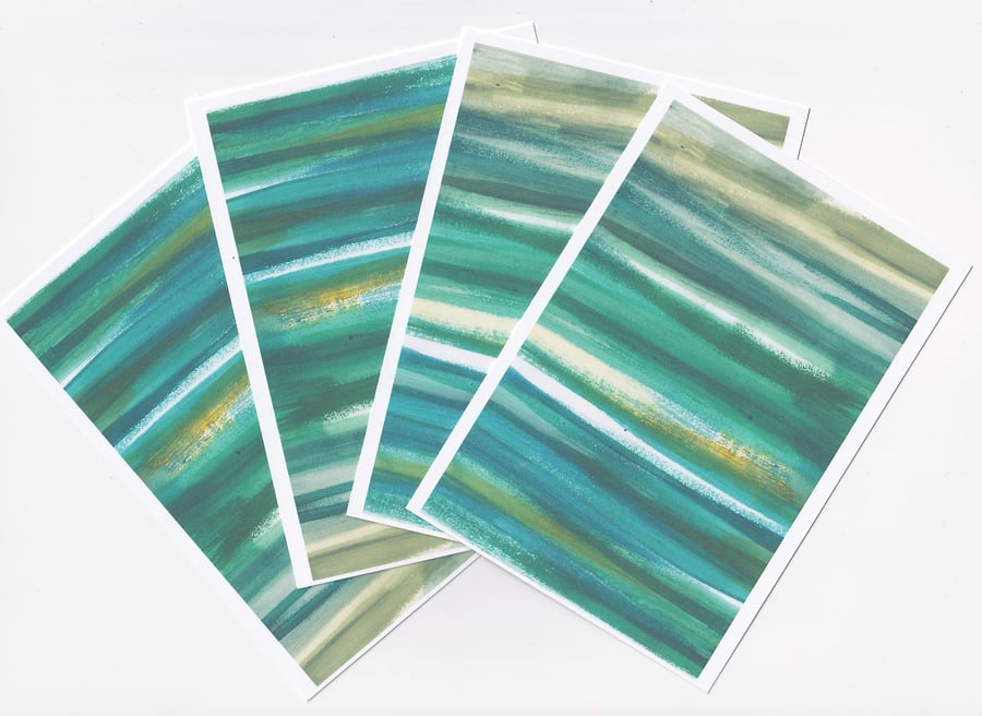Green Abstract Art  Small Prints. A6 Art Postcard Set