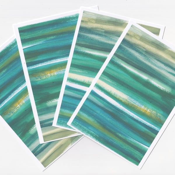 Green Abstract Art  Small Prints. A6 Art Postcard Set