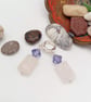 Rose Quartz Rectangle and Purple Crystal Sterling Silver Earrings, Gift for Her - Image 6