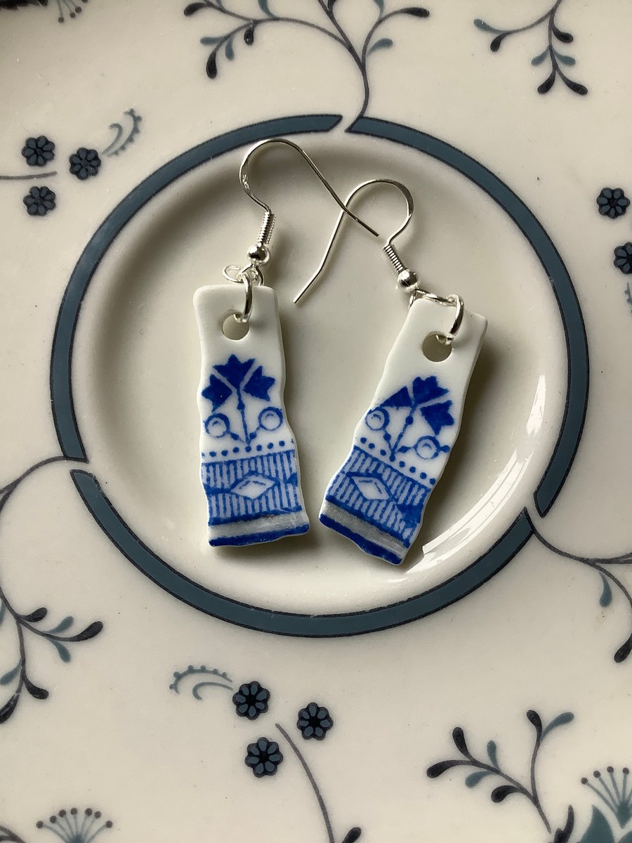 Handmade Ceramic Earrings One of a Kind Sterling Silver