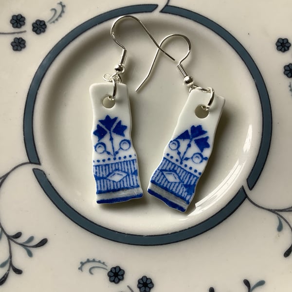 Handmade Ceramic Earrings One of a Kind Sterling Silver