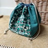 Dumpling drawstring bag - reclaimed fabrics 