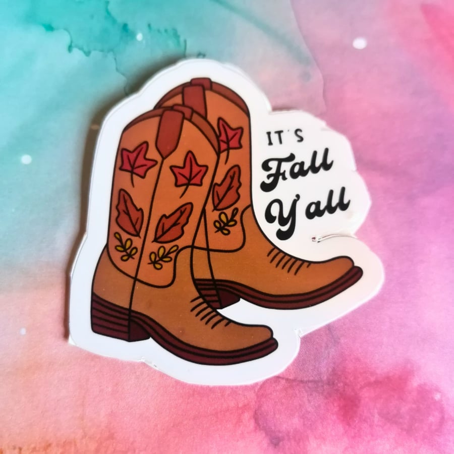 'It's Fall Y'all' Boots Vinyl Sticker