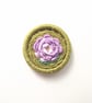 Purple Rose Flower Dorset Button Brooch or Pin, 3.5cm, Cotton Thread, Brass Ring - Image 2