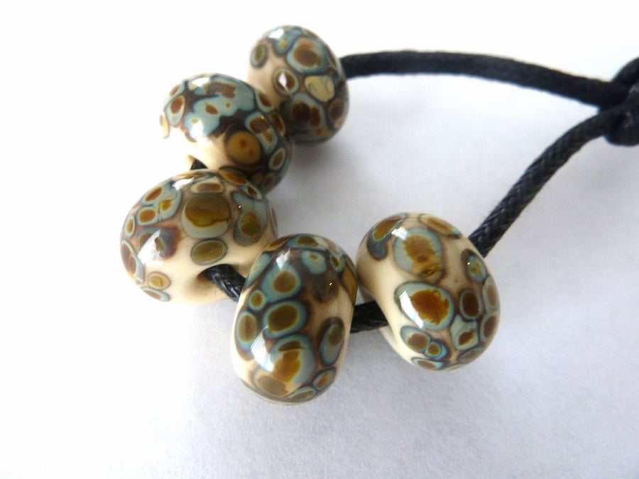 ivory raku handmade lampwork glass beads