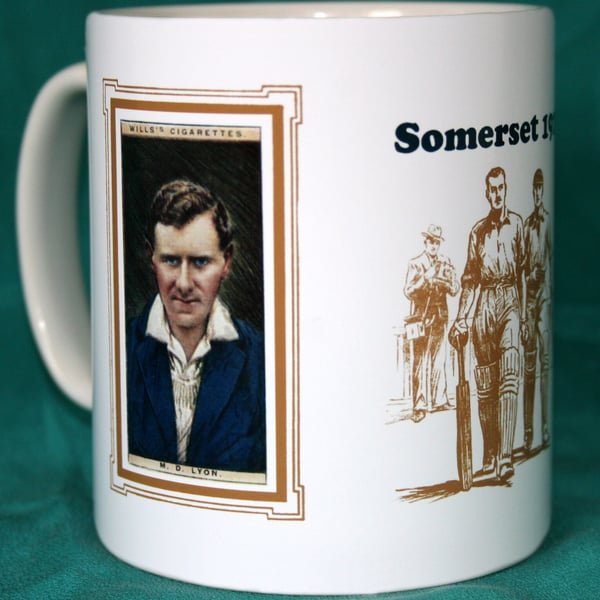 Cricket mug Somerset 1929 cricket counties M D Lyon & A Young vintage design mug