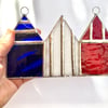 Stained Glass Suncatcher Beach Huts - Handmade Hanging Decoration - Multi