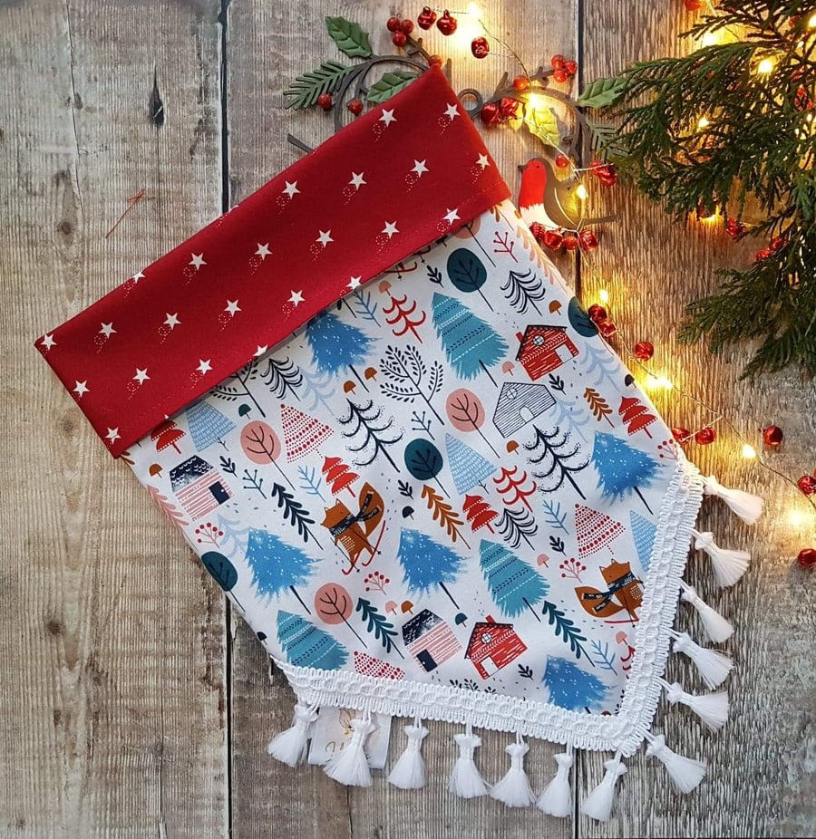 Festive reversible dog bandana, 100% cotton, handmade.