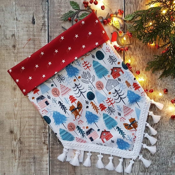 Festive reversible dog bandana, 100% cotton, handmade.