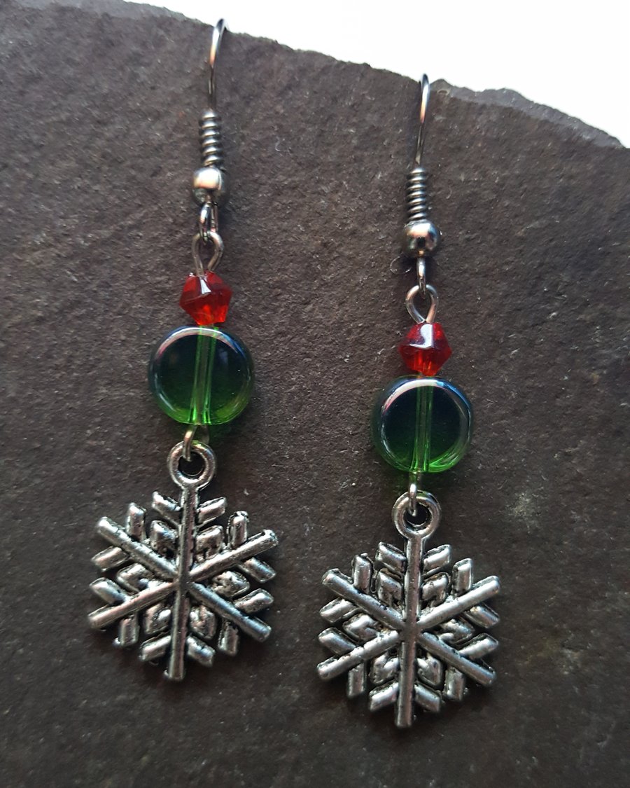 Handmade Festive Snow Earrings 