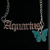 Silver italic zodiac x butterfly necklace 