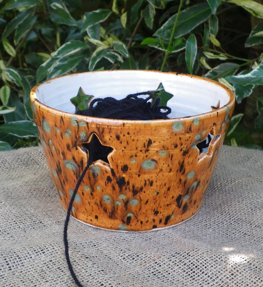 Yarn bowl knitting or crochet wool hand thrown... Folksy