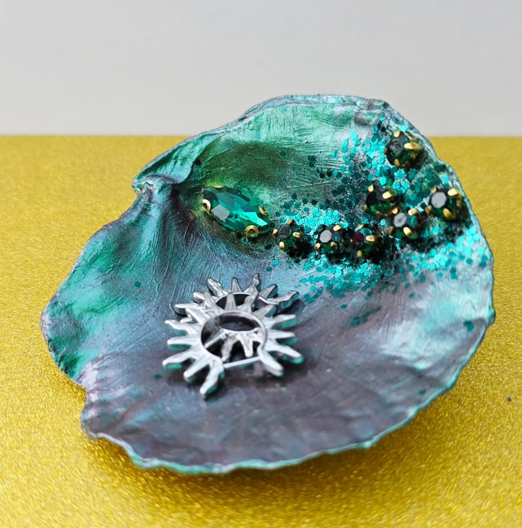 Hand Decorated Oyster Shell Trinket Dish