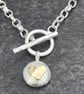 Gold Heart Pebble Fob Necklace, Sterling Silver and gold Fob Necklace, valentine - Image 9