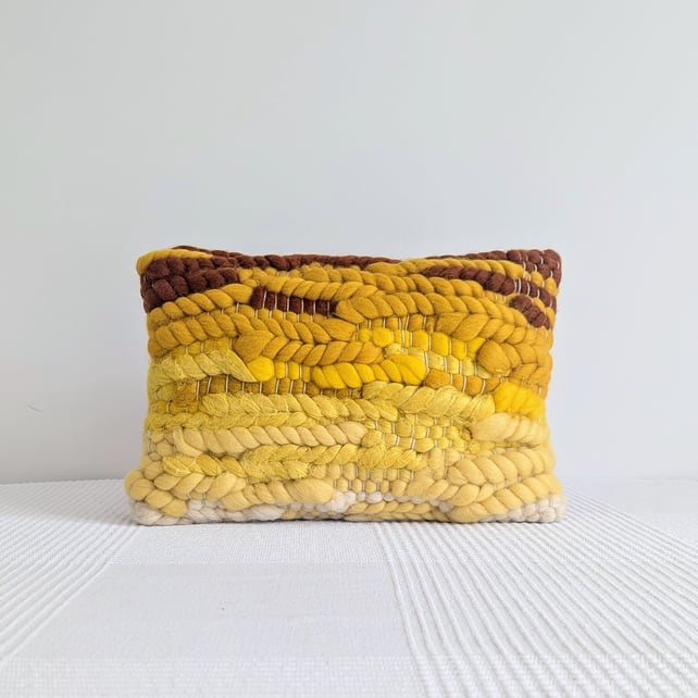 Rectangular Handwoven Cushion with Zip Fastening