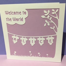 Personalised New Baby Girl Card