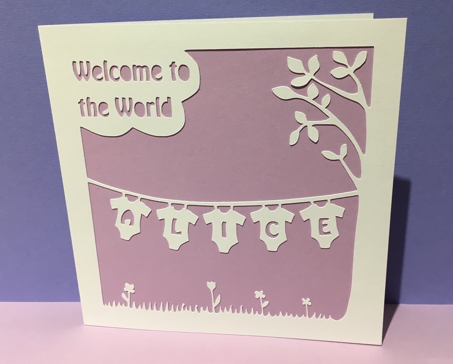 Personalised New Baby Girl Card
