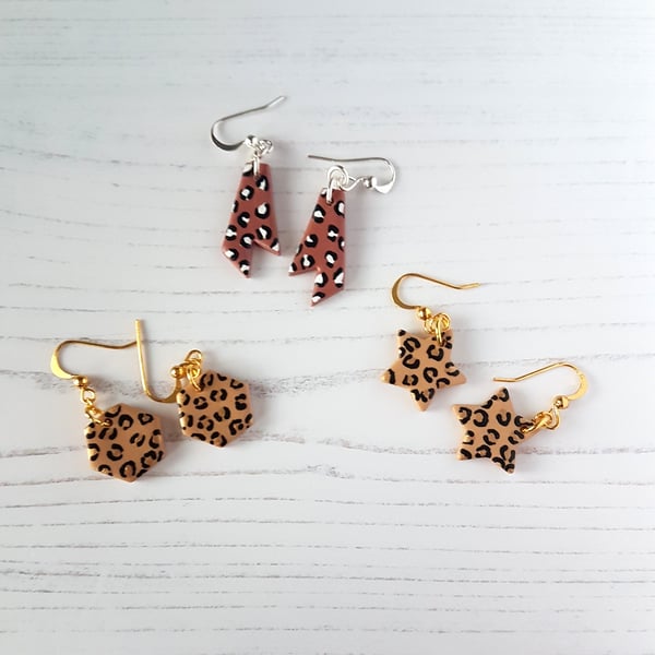 Brown Leopard Print Modern earrings, limited pairs available
