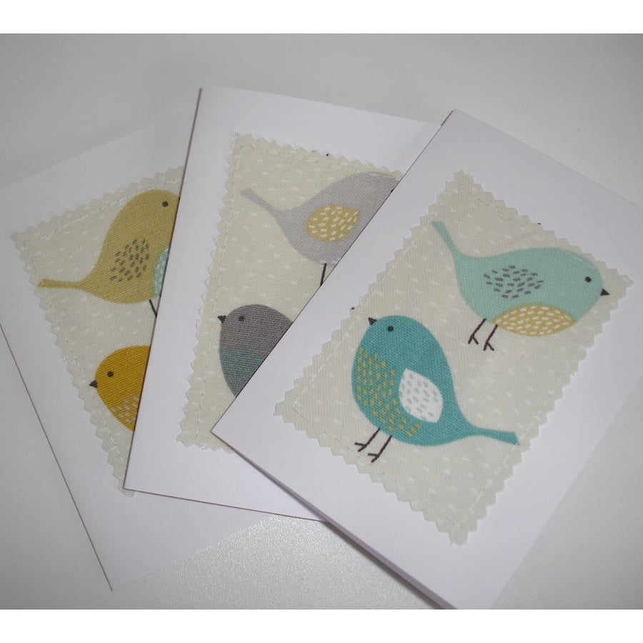 Pack of Three Bird Blank Greetings Cards Notelets Birds x 3
