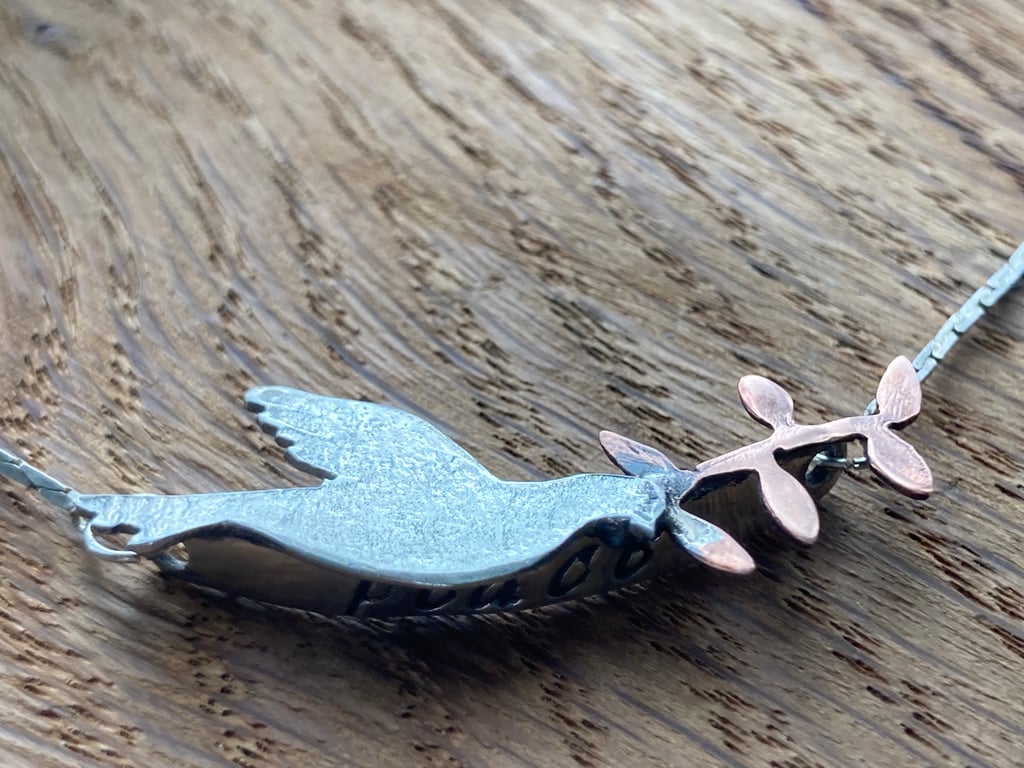 Sterling silver dove of peace choker necklace