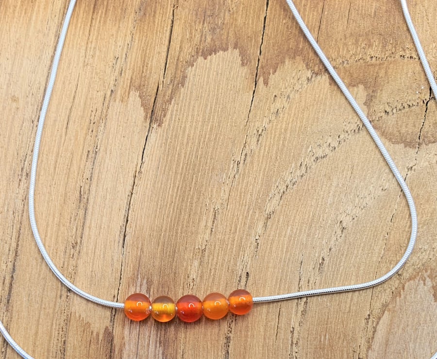 Carnelian and Sterling Silver Choker, Crystal Necklace, Minimalist Necklace