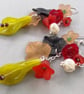 Autumnal Flower Earrings with Cultured Pearls, Serpentine, Green Quartz & Garnet - Image 3