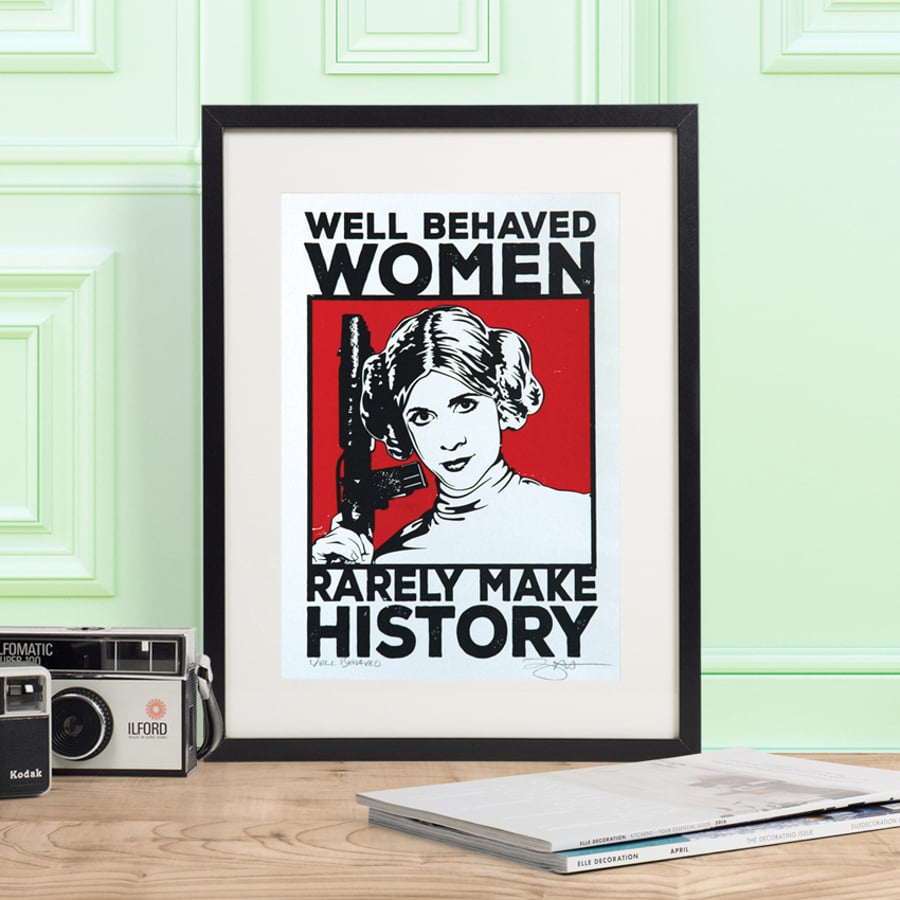 Star Wars Princess Leia 'Well Behaved' Hand Pulled Screen Print