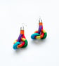 Rainbow statement earrings handcrafted with cotton yarn, Free Delivery - Image 6
