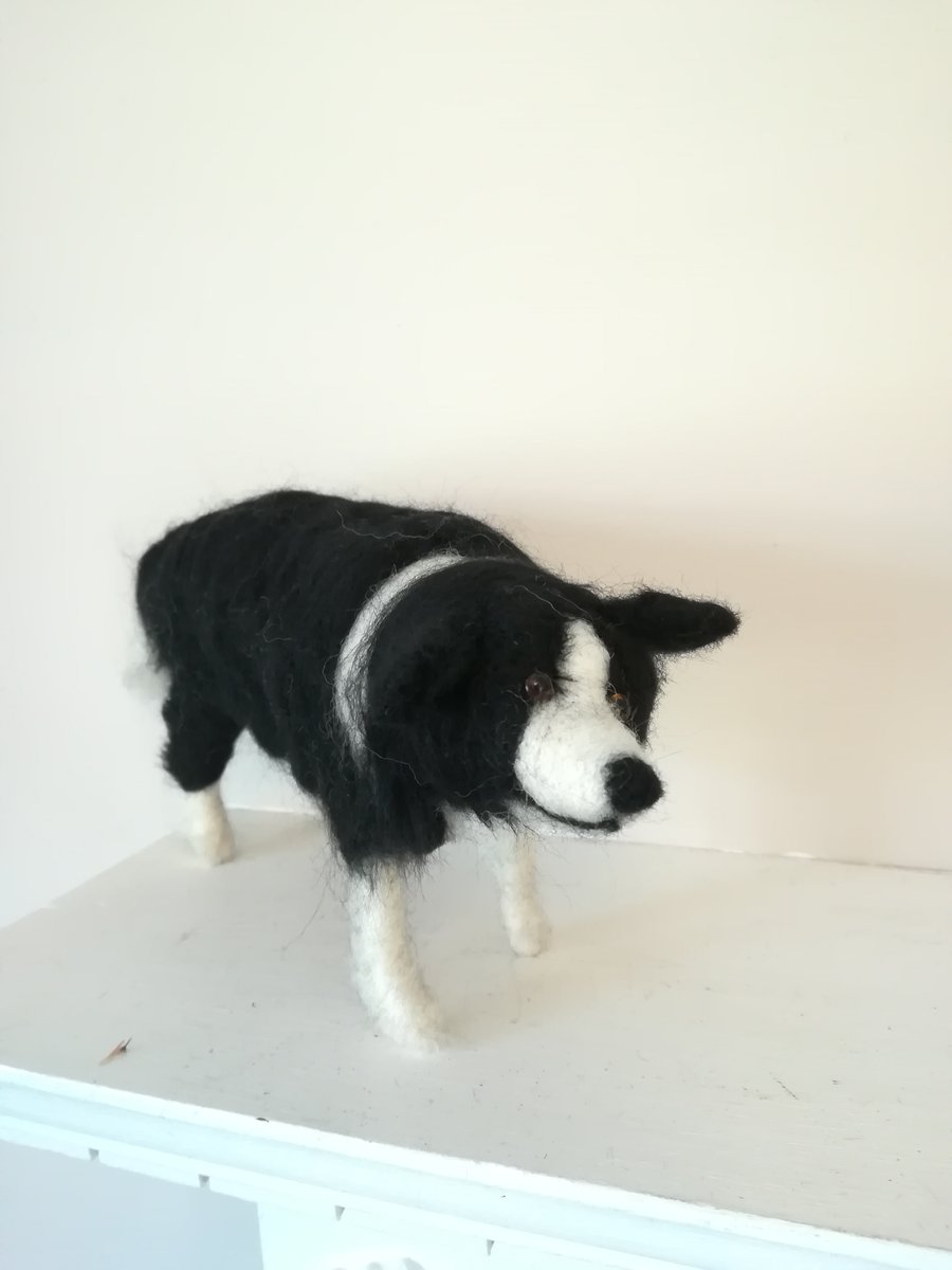 Bill, the Border Collie dog needle felted wool sculpture, OOAK collectable dogs 