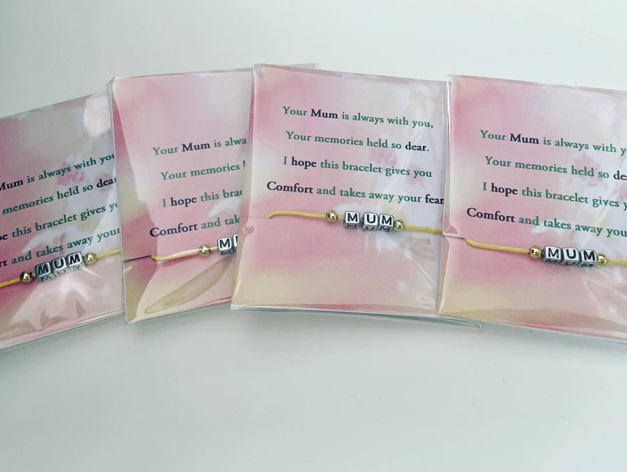 Sentimental keepsake gift bracelet in memory of a dear mum wish bracelet 