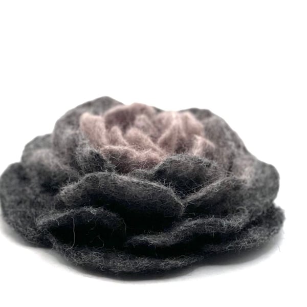 Floral Brooch Felt Jewelry Flower Pin Handmade Item Unusual Jewellery Wet Feltin