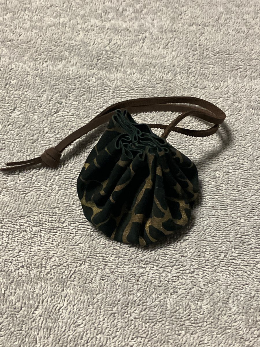 Black and brown soft leather drawstring pouch - dice bag - FREE SHIPPING