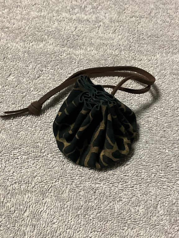 Black and brown soft leather drawstring pouch - dice bag - FREE SHIPPING