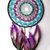 Macrame dreamcatcher wall hanging, blue dream catcher 